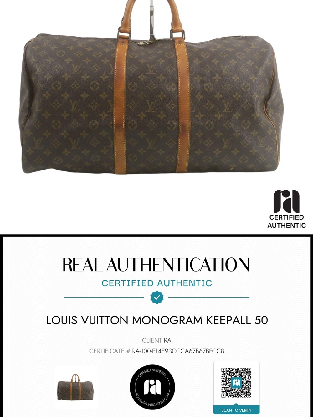 Louis Vuitton Keepall 50 Monogram Canvas Duffel Travel Bag